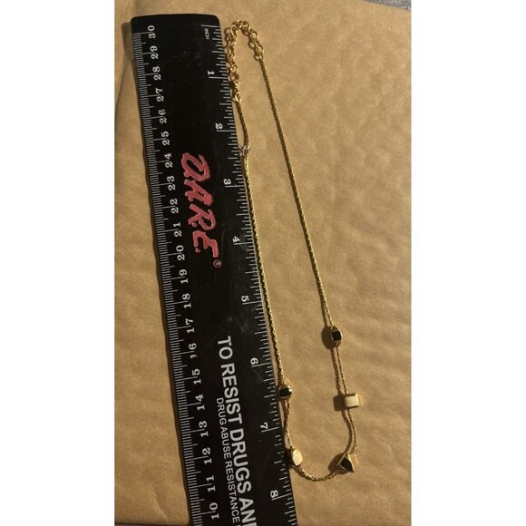 Gold Tone Thin Chain Necklace Small Black and‎ White Monet NWT - Picture 5 of 9